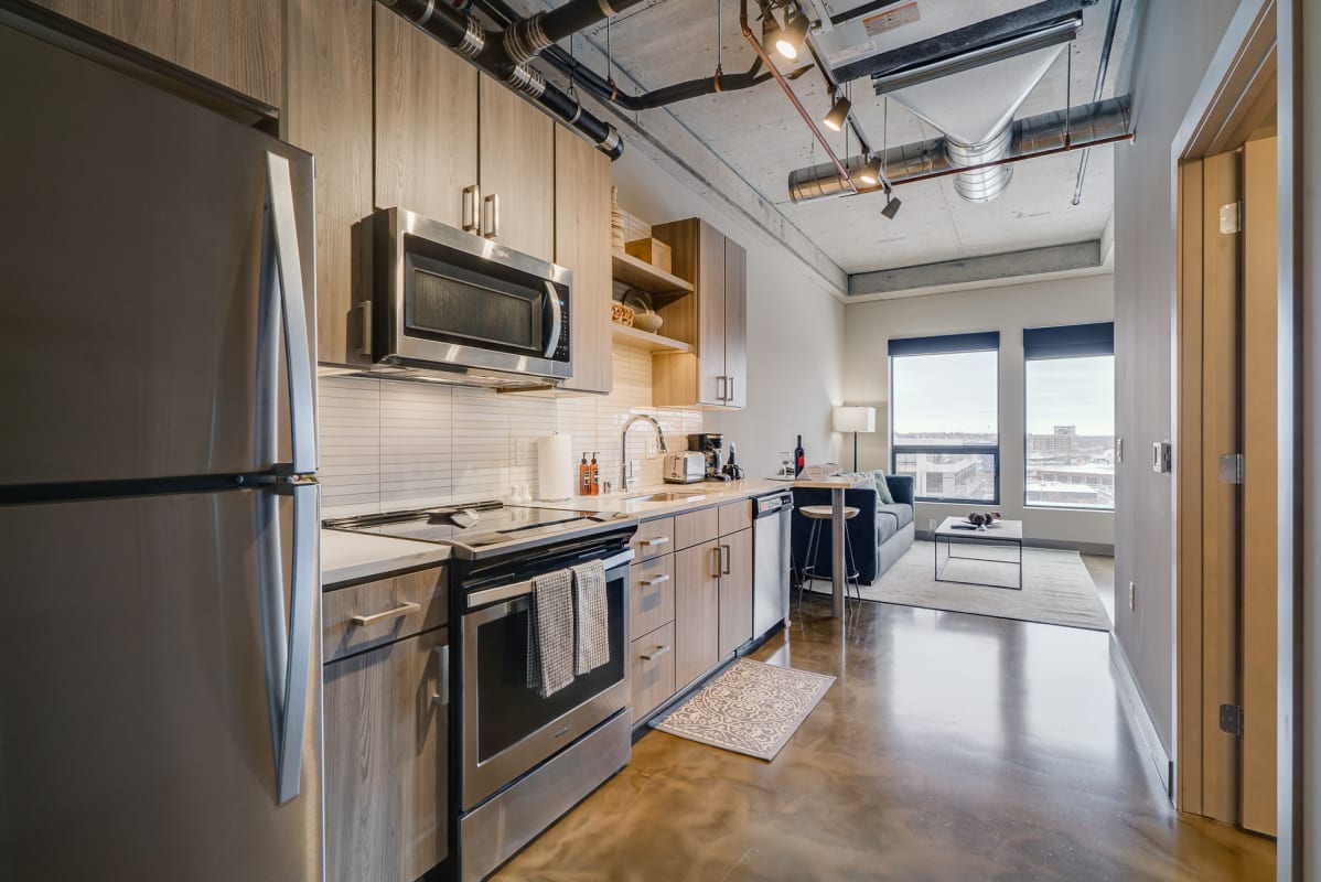 Your sleek industrial kitchen features stainless steel appliances and modern finishes, perfect for creating memorable meals during your stay.